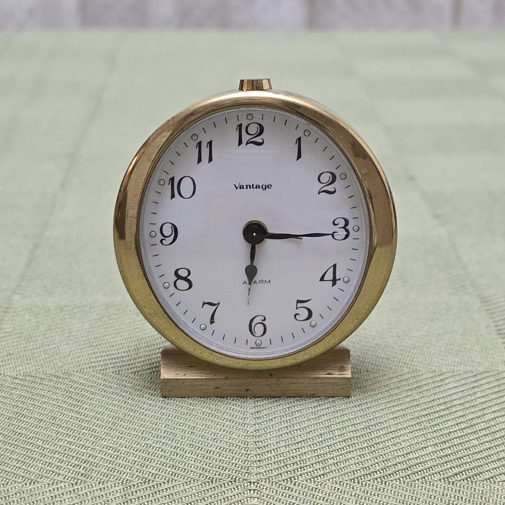 Vintage Vantage Solid Brass Alarm Clock Made in Germany As-Is For Parts / Repair